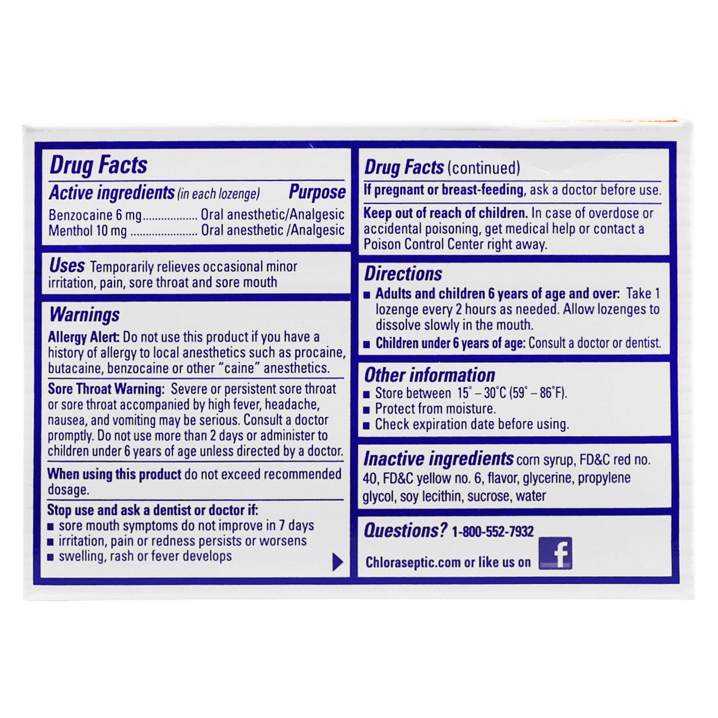 Chloraseptic Honey Lemon Lozenges 18's for sore throat