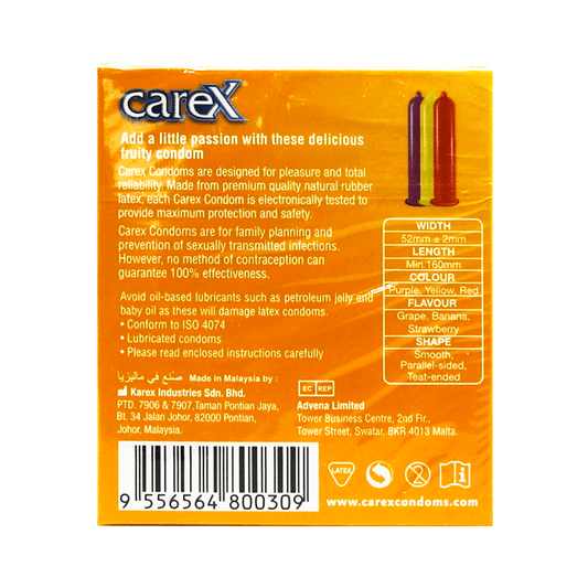 Carex Assorted Flavours Condoms 3'S for maximum protection