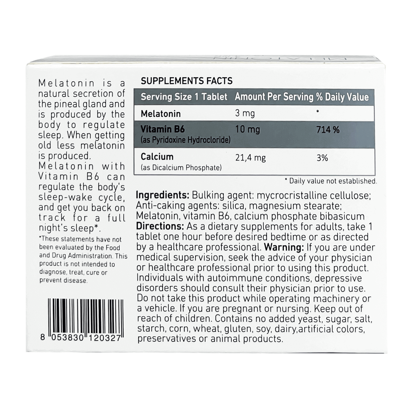 Melatonin Relaxation & Sleep Tabs 3 mg 10'S