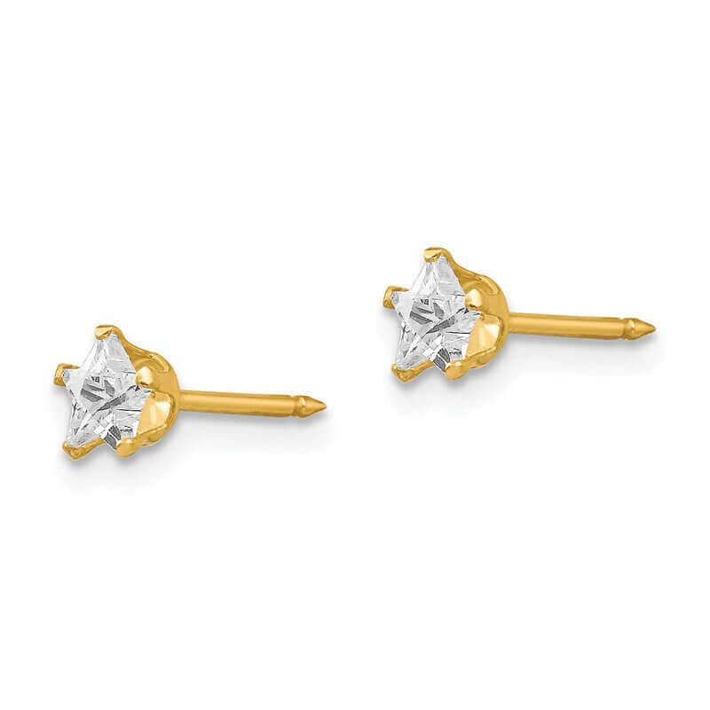 Inverness 151E Star CZ Earrings 14KT 4mm