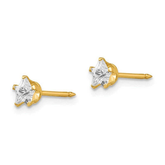 Inverness 151E Star CZ Earrings 14KT 4mm