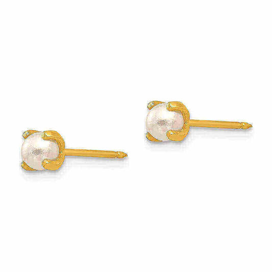Inverness 71E GP Simulated Pearl Earrings 14KT 4mm