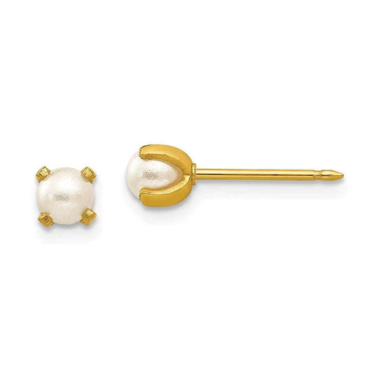 Inverness 71E GP Simulated Pearl Earrings 14KT 4mm