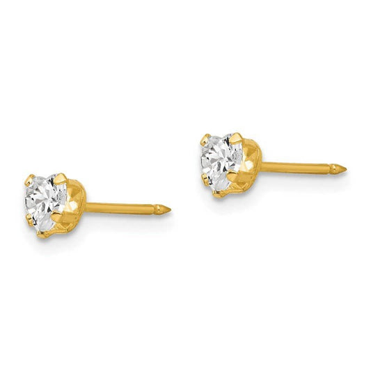 Inverness 472E Clear Heart Earrings 14KT 4mm