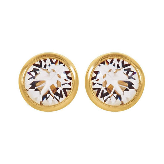 Inverness 5C GP Crystal Bezel Earrings 14KT 4mm