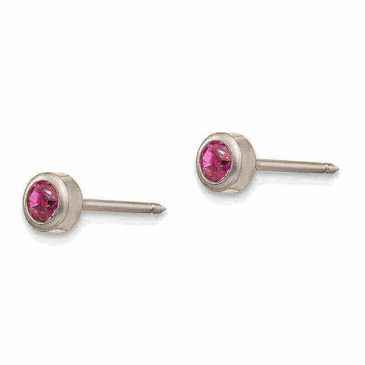 Inverness 282E White Gold Rose Crystal Bezel Earrings 14KT 3mm