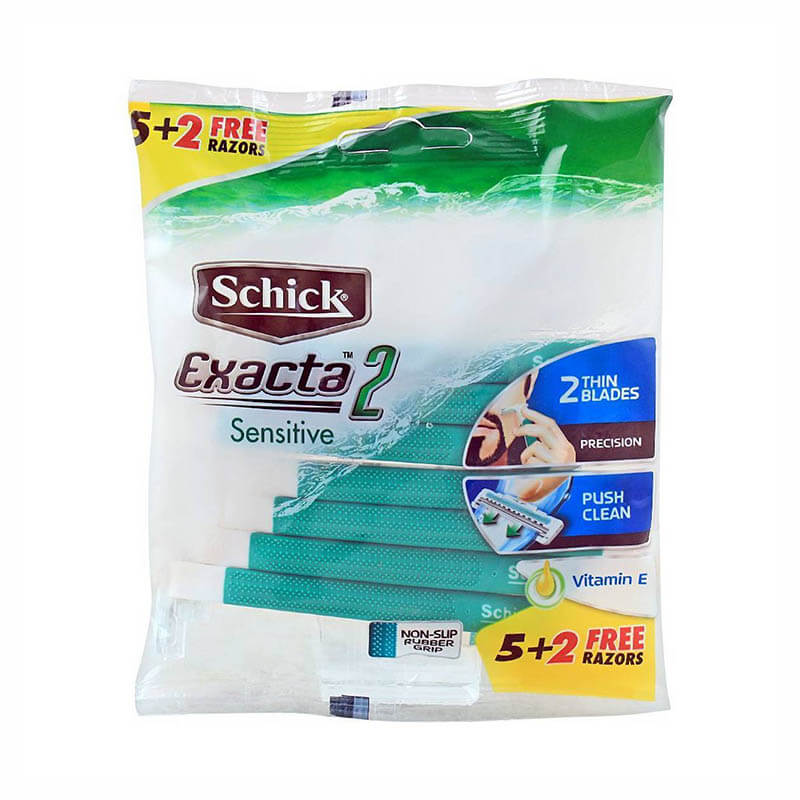 Schick Exacta 2 Sensitive Men Green Razor 5+2 Free