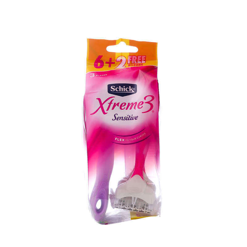 Schick Xtreme 3 Sensitive Women Disposable Razor 6+2 Free