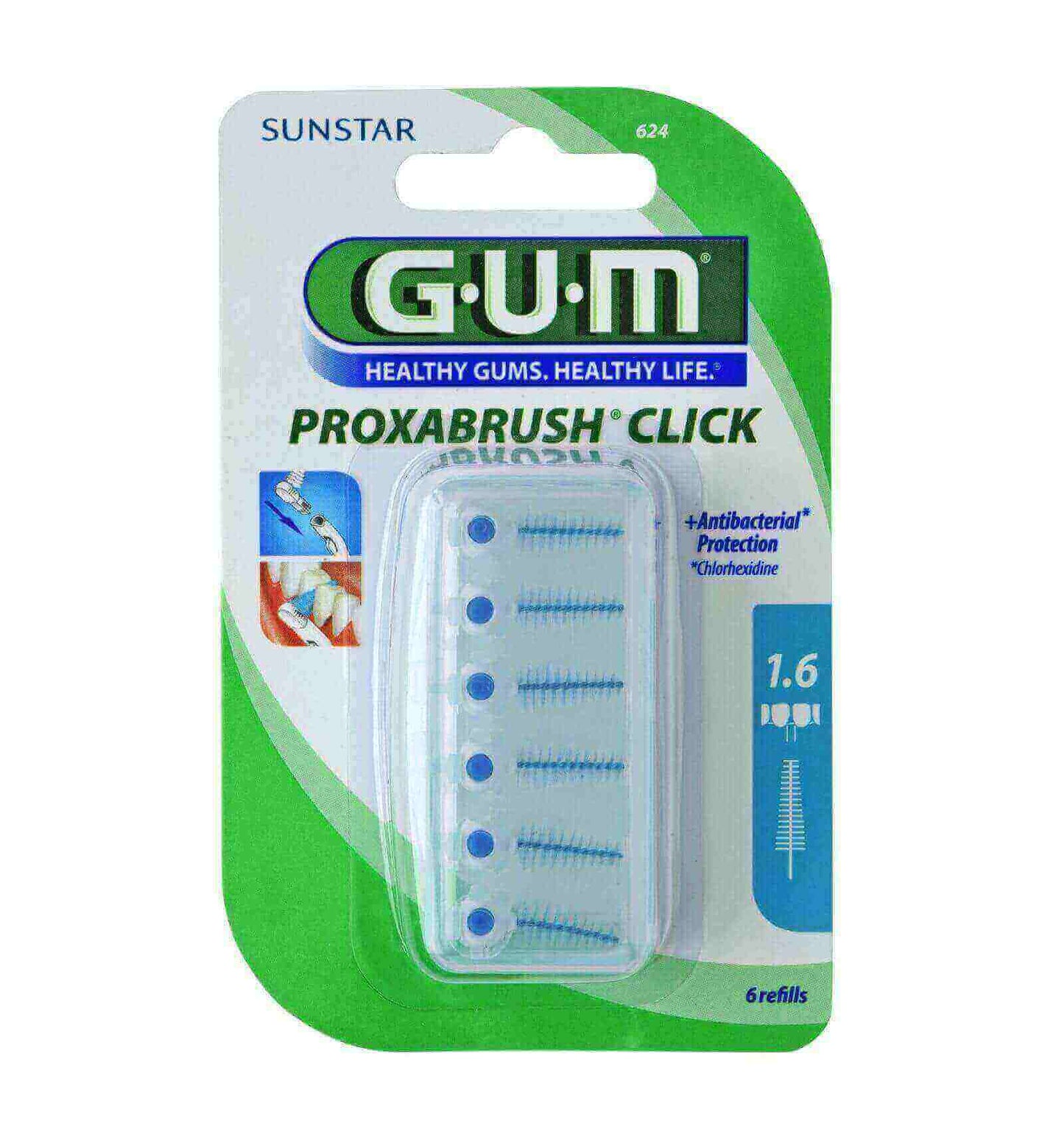 Butler Gum Proxabrush Click Interdental Refill 1.6 mm 6 Pcs