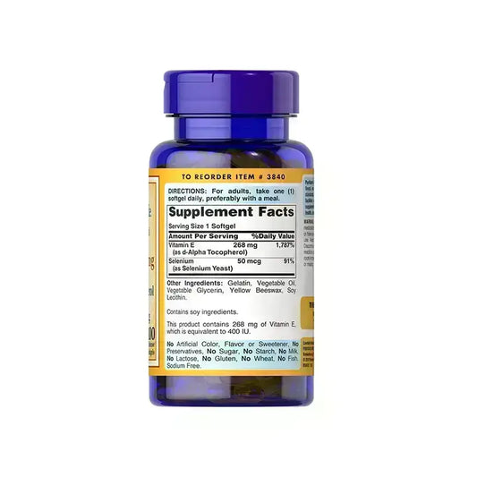 Puritan’s Pride Vitamin E 400 I.U, Selen softgels 100's