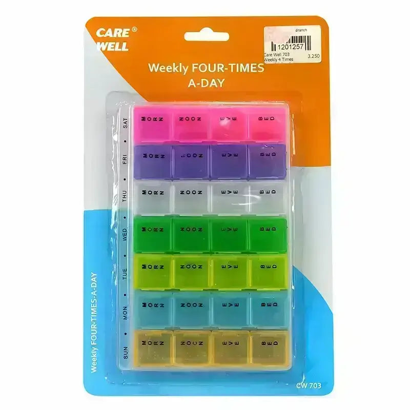 Care Well Weekly Four Times A-Day Pill Box CW703 C102031
