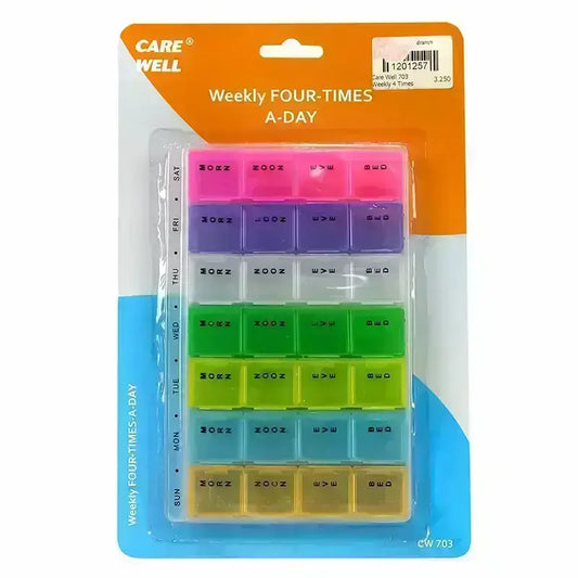 Care Well Weekly Four Times A-Day Pill Box CW703 C102031