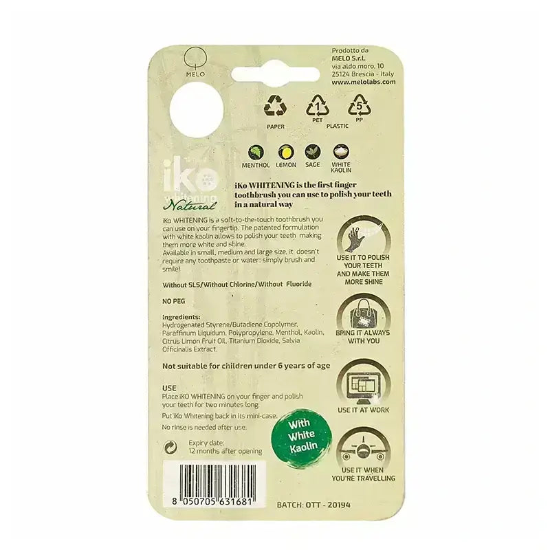 Melo Iko Natural Whitening White Finger Toothbrush Medium 1 Pc