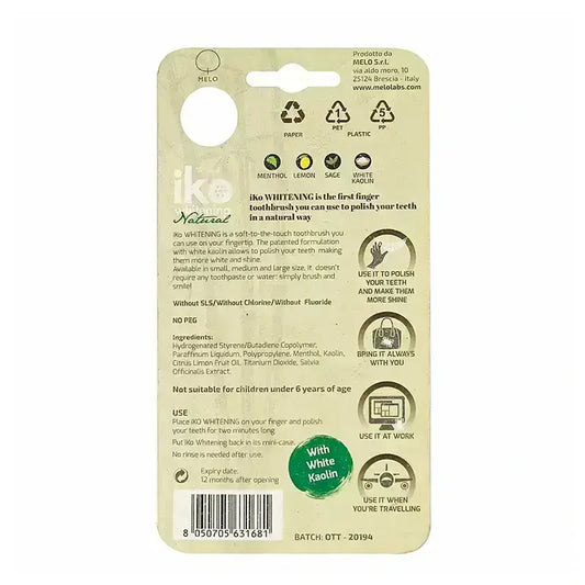 Melo Iko Natural Whitening White Finger Toothbrush Medium 1 Pc