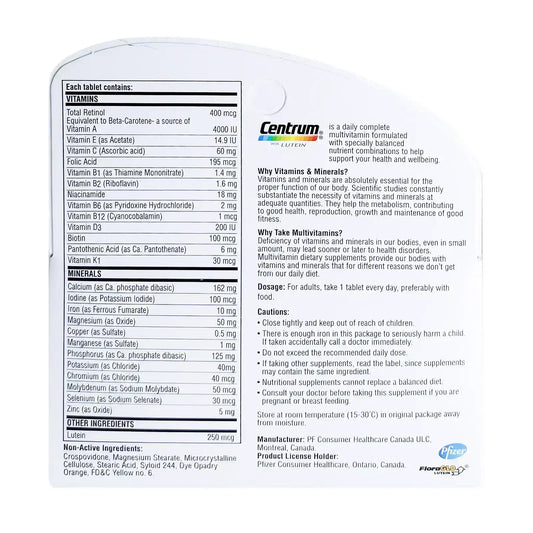 Centrum With Lutein Tabs 30's multivitamin