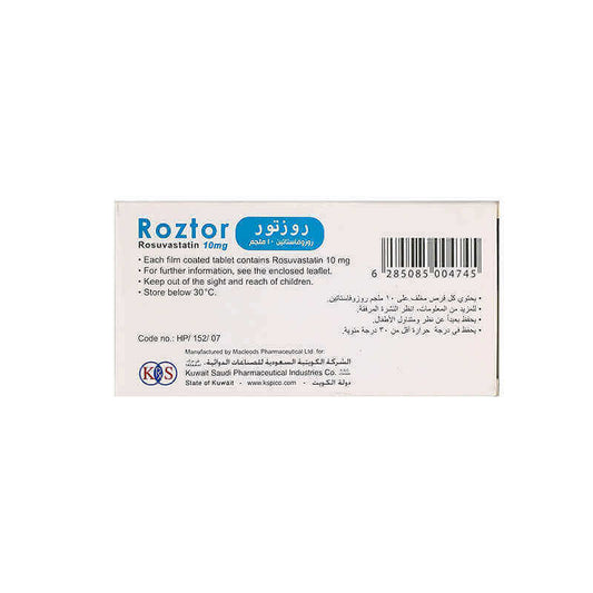 Roztor Rosuvastatin 10 mg F/C Tabs 28'S Antihyperlipidemic