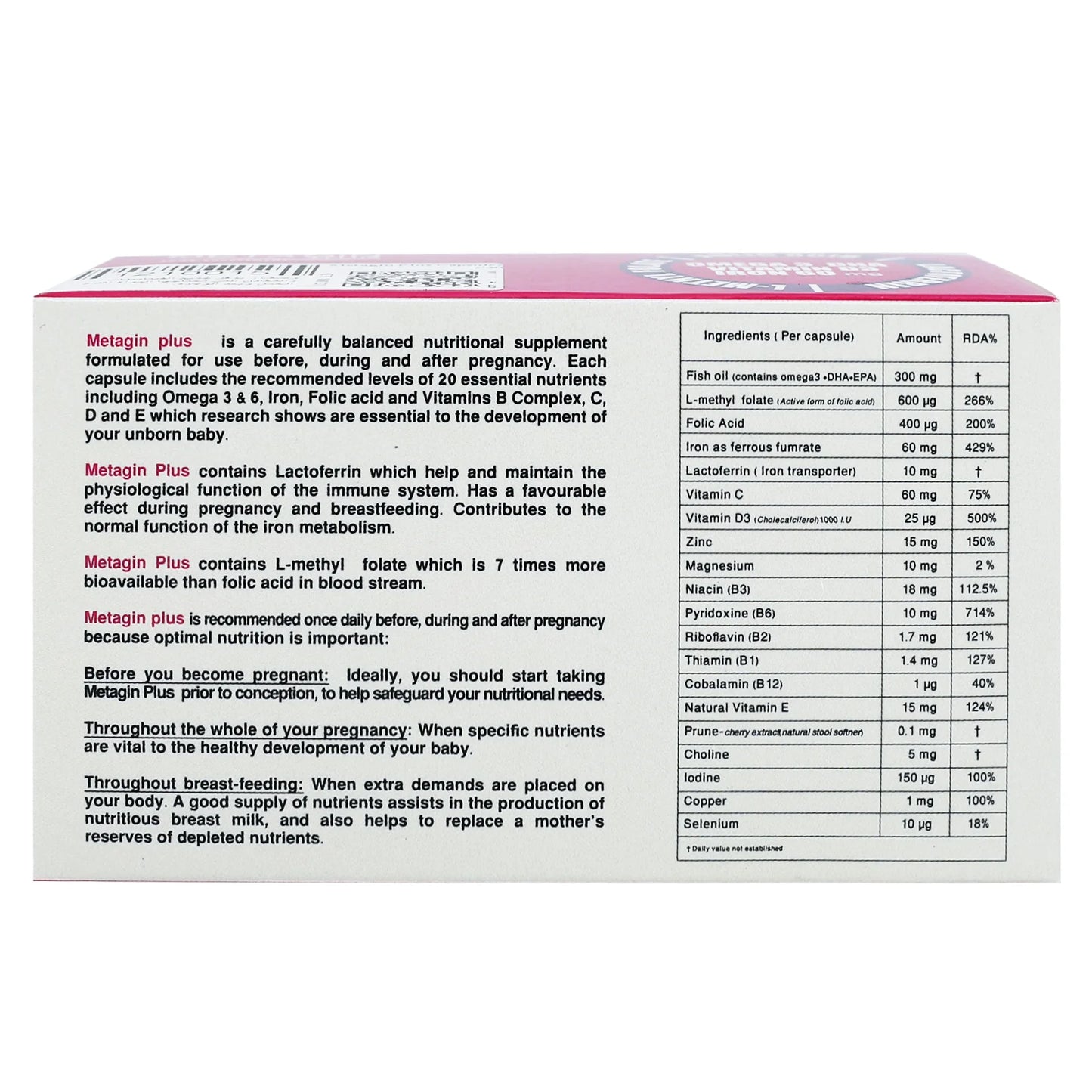 Metagin Plus Caps 30'S for pregnant women