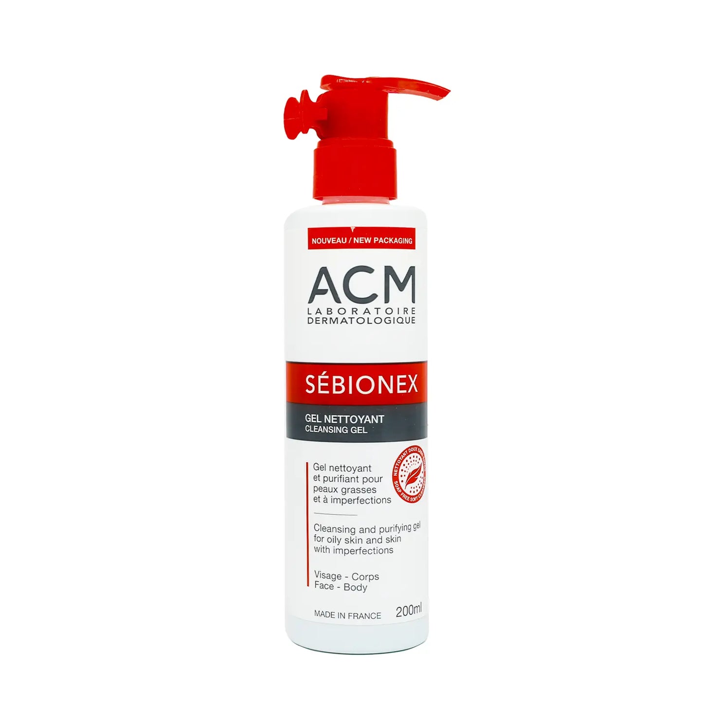 جل تنظيف الوجه والجسم من ACM Sebionex، 200 مل، للبشرة الدهنية.