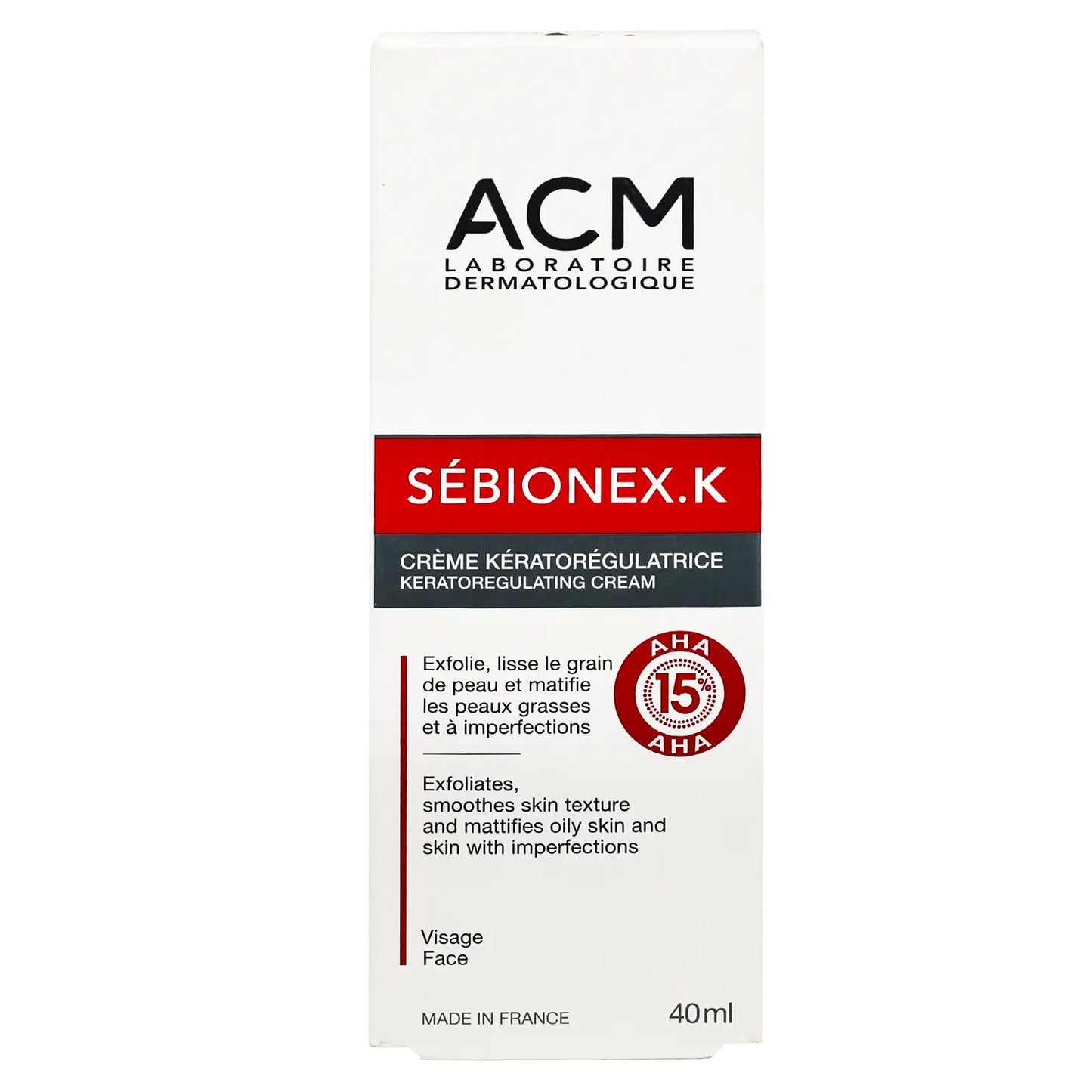 كريم ACM Sebionex.K AHA15% المقشر 40 مل لتنقية البشرة