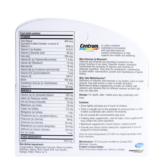 Centrum With Lutein Tabs 100