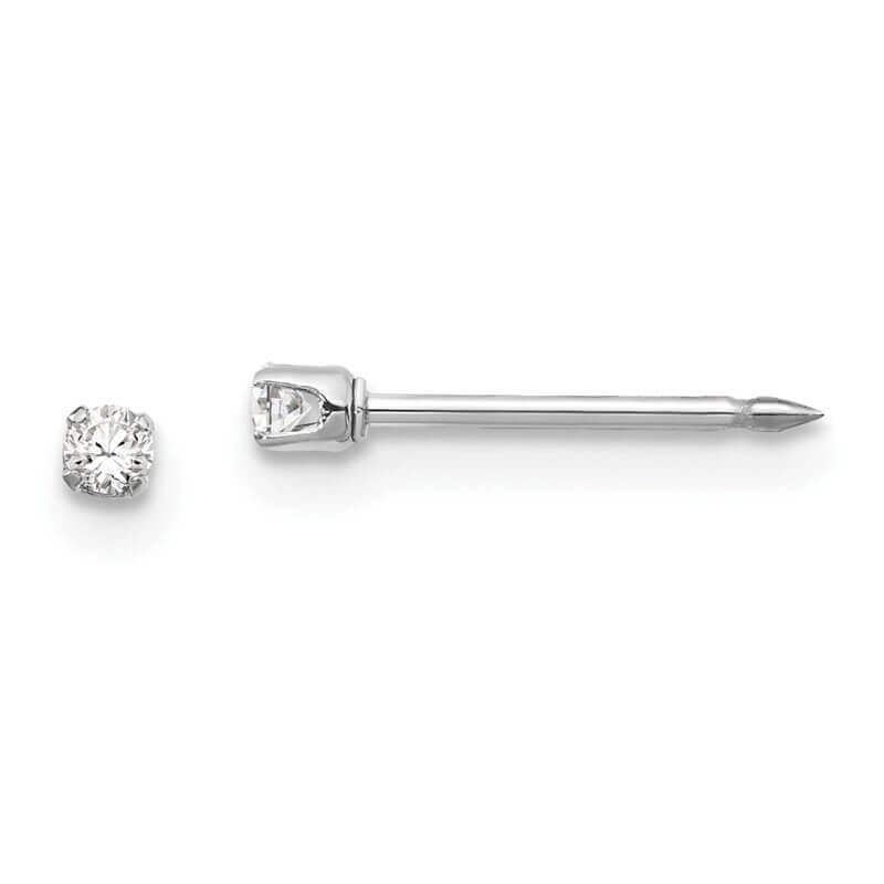 Inverness 128T White Gold CZ Earrings 10KT 2mm