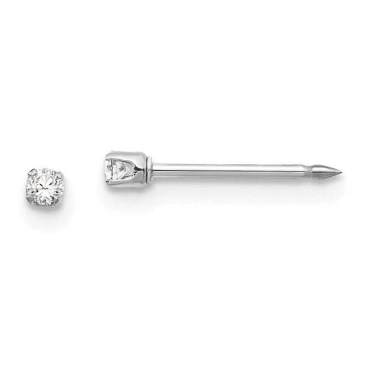 Inverness 128T White Gold CZ Earrings 10KT 2mm