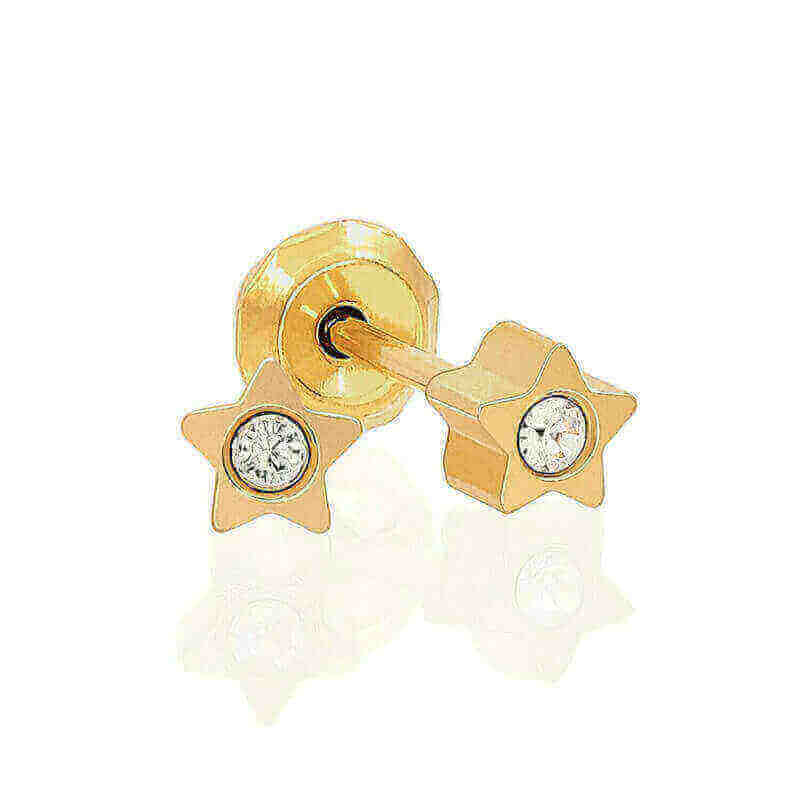 Inverness 24C GP Crystal In Star Earrings 24KT