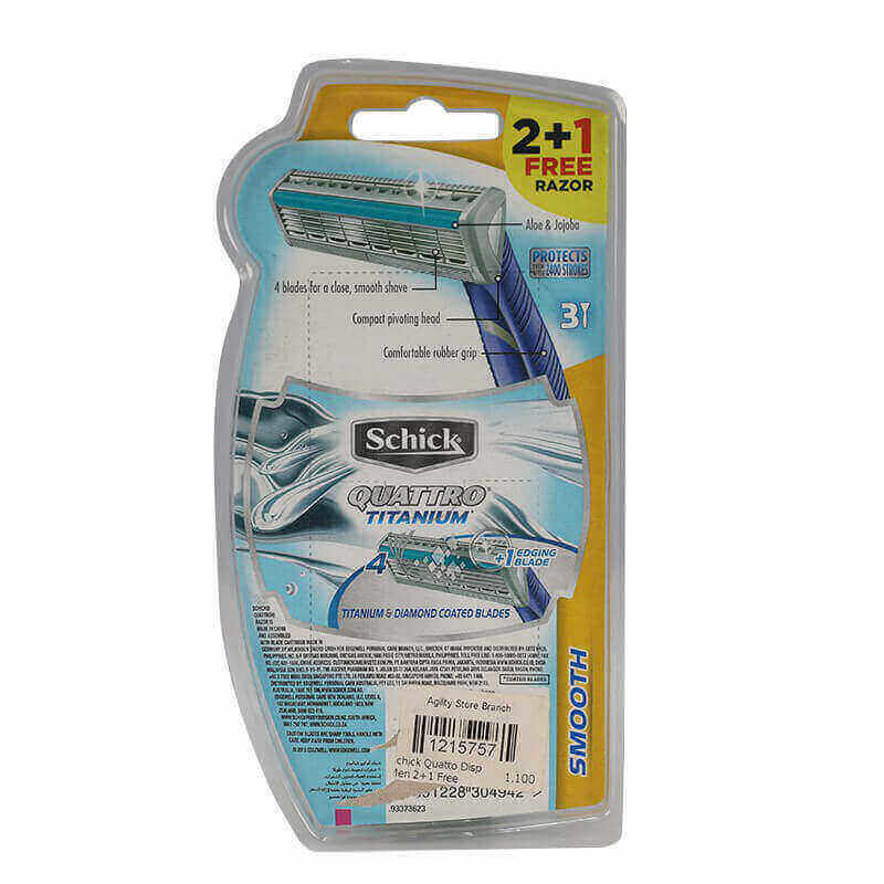 Schick Quattro Titanium Men Disposable Razor 2+1 Free