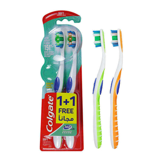 Colgate 360 Whole Mouth Clean Toothbrush Soft 1+1 Free