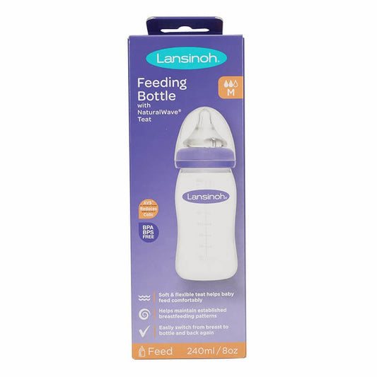 Lansinoh Feeding Bottle With Natural Wave Medium Flow 240 ml