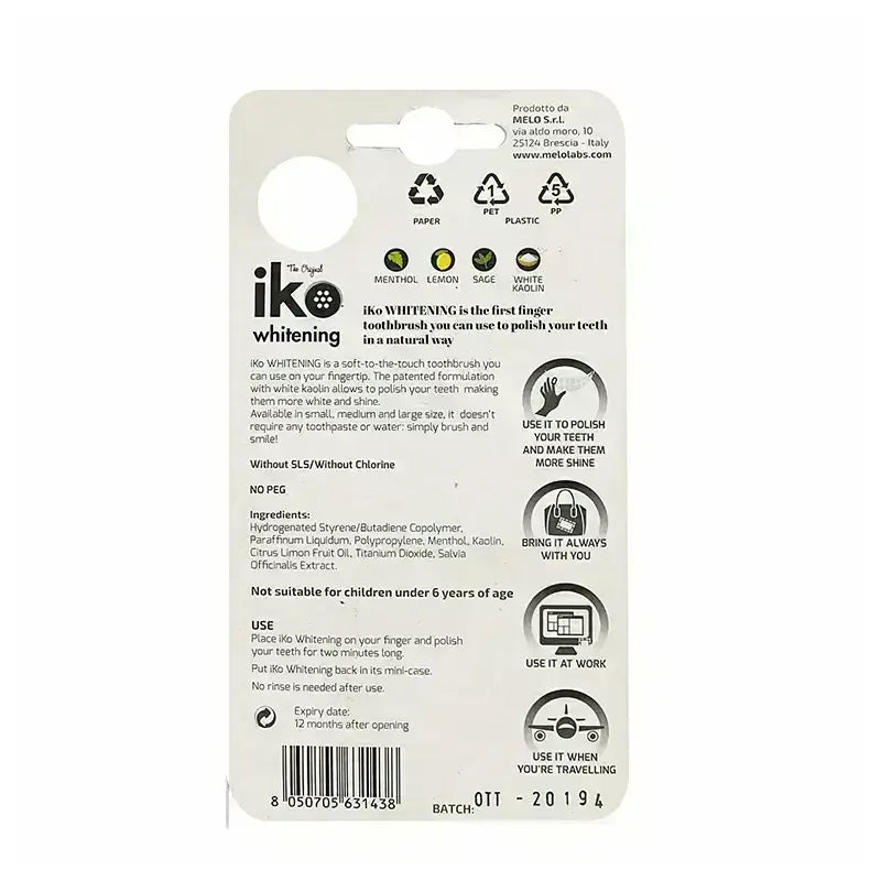 Melo Iko Whitening White Finger Toothbrush Large 1 Pc