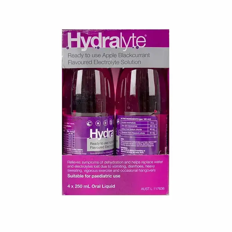 Hydralyte Apple Blackcurrant Electrolyte Solution 4*250 ml