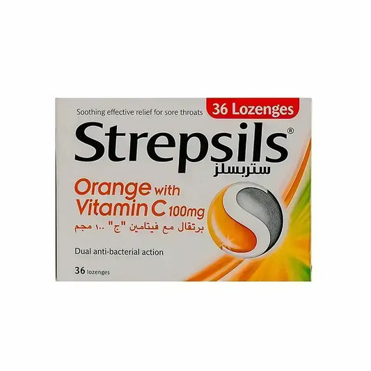 Strepsils Orange With Vitamin C 36 Lozenges