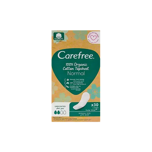 Carefree Organic Cotton Unscented Liners Normal Size 30 Pcs