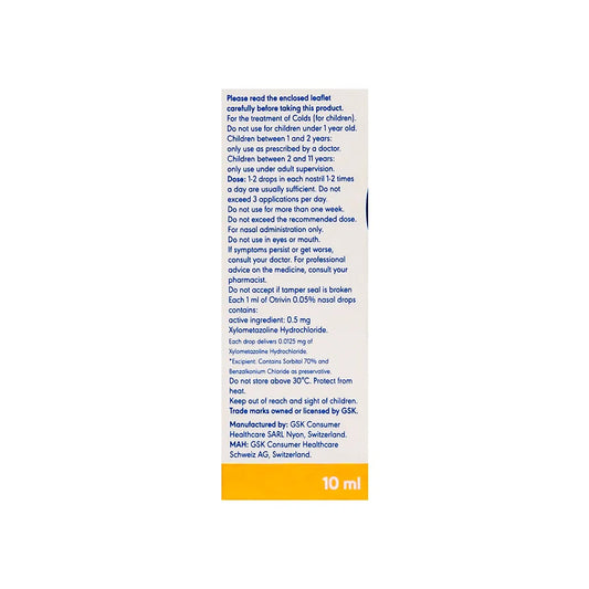 Otrivin Original 0.05% Nasal Drops For Child 10 ml