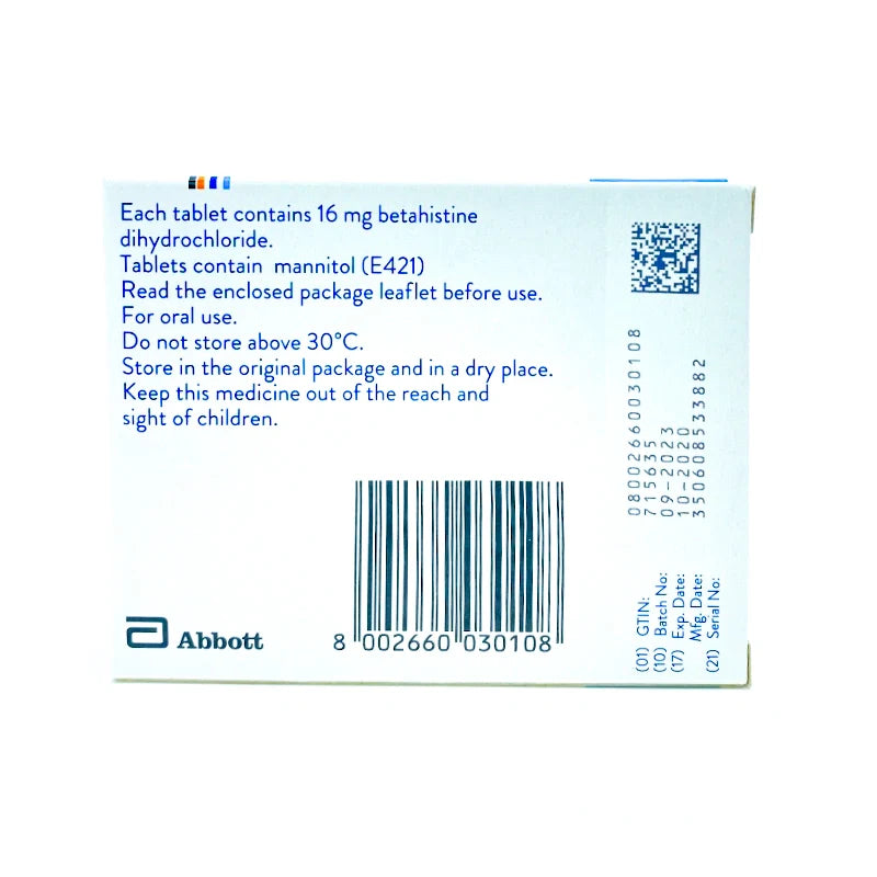 Betaserc 16Mg Tabs 60'S